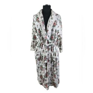 Carina Rose Vintage Floral Cotton Robe Lace Trim Cottagecore Sleepwear S